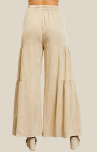 Mustard Seed Washed Taupe Woven Wide Leg Trouser Pants