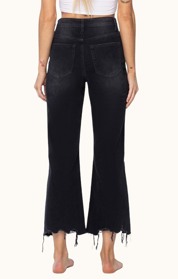 Vervet Black Denim Vintage Crop Flare Jeans