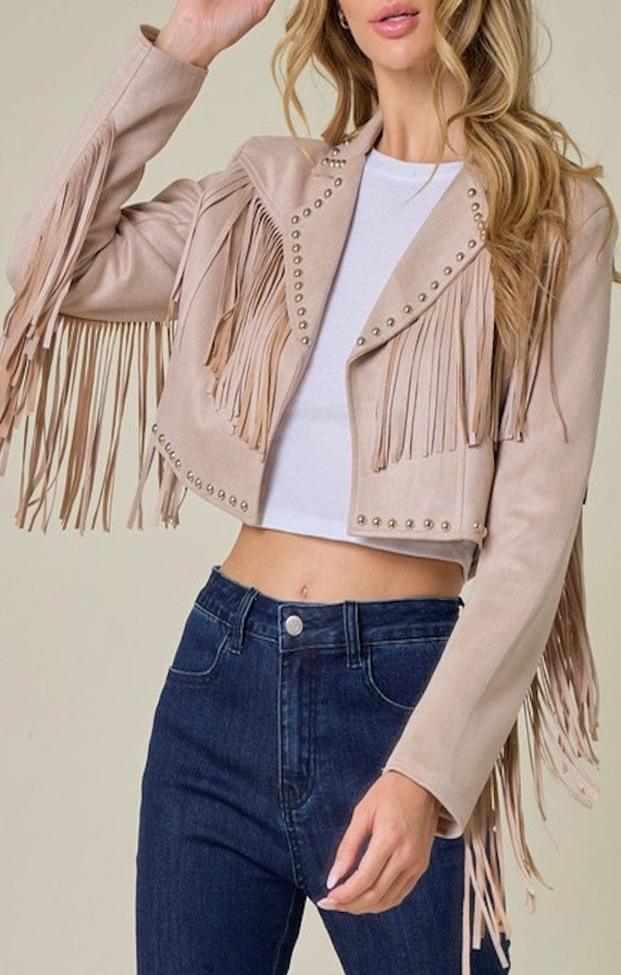 Winsteria Lane Taupe Fringe Trim Jacket