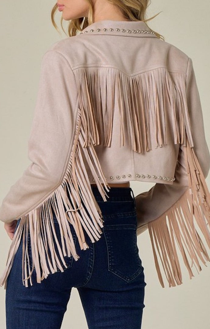 Winsteria Lane Taupe Fringe Trim Jacket