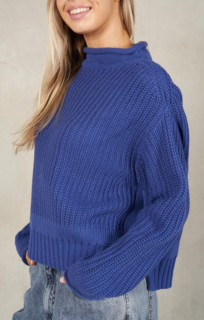 LB Royal Blue Mock Neck Pullover Sweater