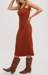 BluIvy Terracotta Square Neck Sweater Midi Dress