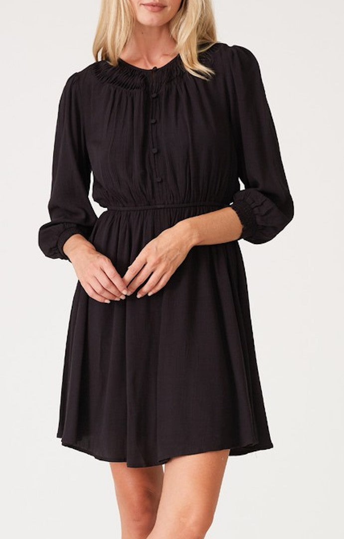 Lovestitch Black Button Front Mini Dress
