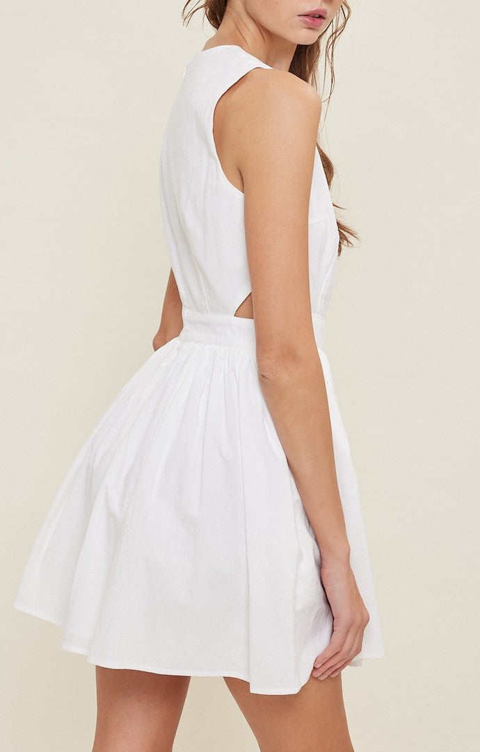 Idem Ditto Off White Side Cut Out Sleeveless Mini Dress 