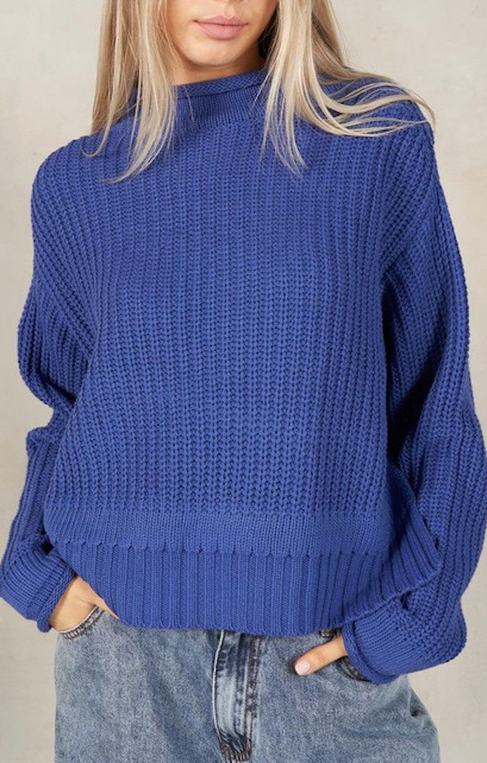 LB Royal Blue Mock Neck Pullover Sweater