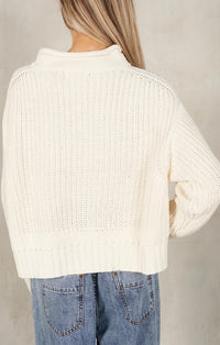 LB Cream Mock Neck Pullover Sweater 