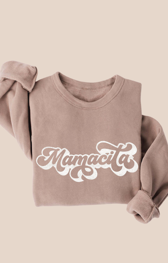 Oat Collective Tan Mamacita Crewneck Sweatshirt