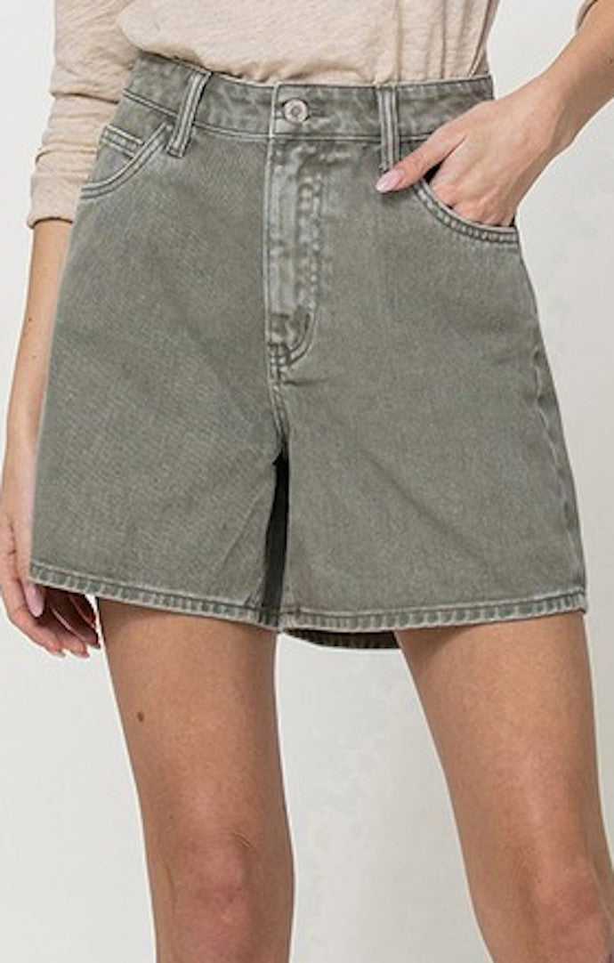 Zuri Olive Mom Shorts