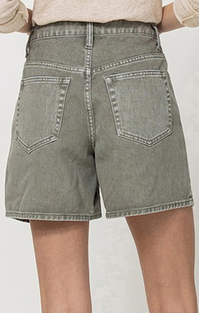 Zuri Olive Mom Shorts