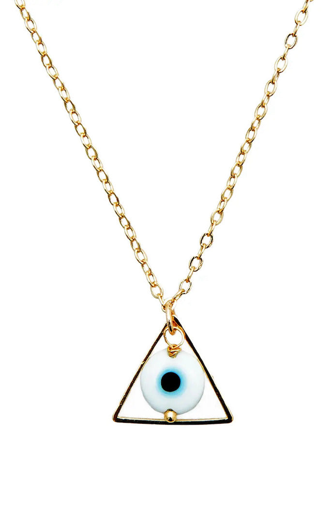 Lotus and Luna Evil Eye 14K Gold Plated Necklace