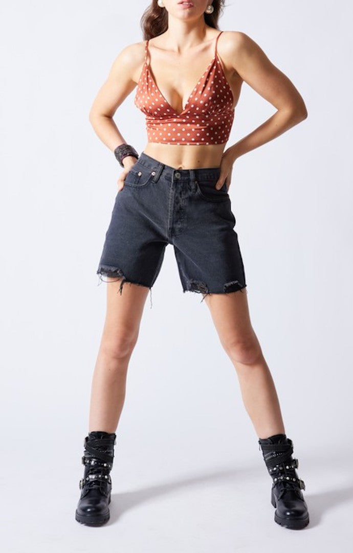 Sasha Black Mid Thigh Shorts