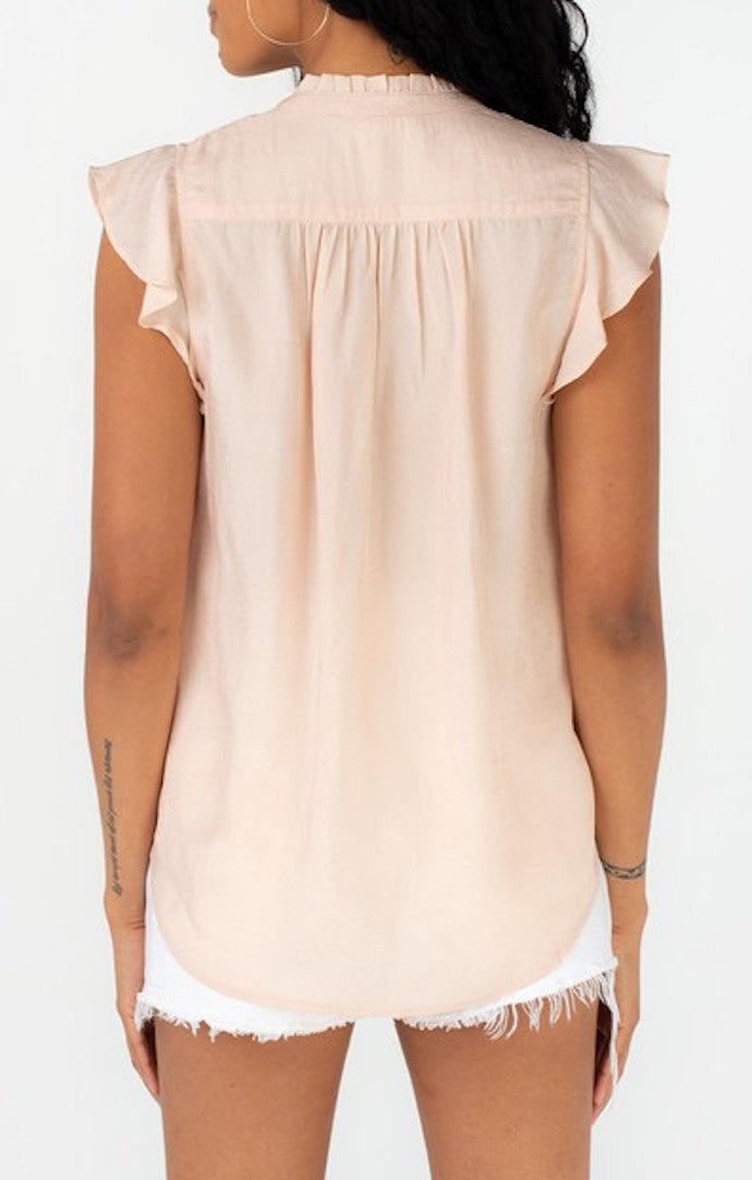 Lovestitch Light Peach Sleeveless Textured Blouse