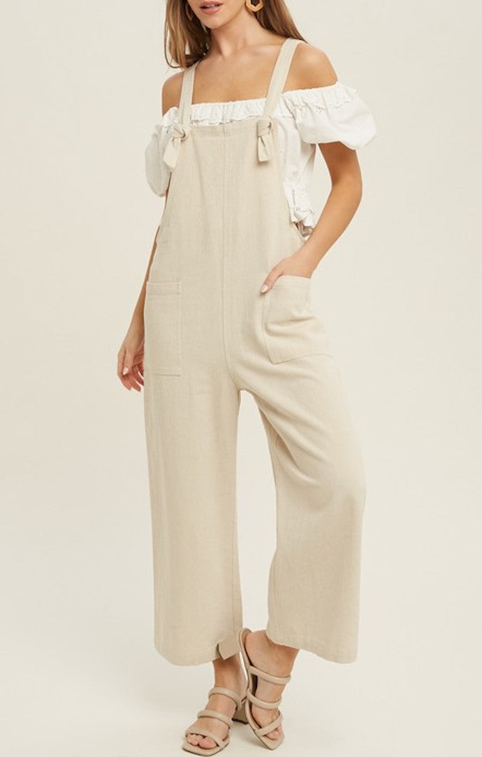 Miou Muse Oatmeal Linen Jumper