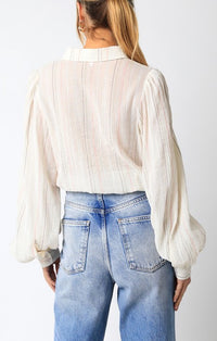 olivaceous Cream Long Sleeve Button Up Blouse
