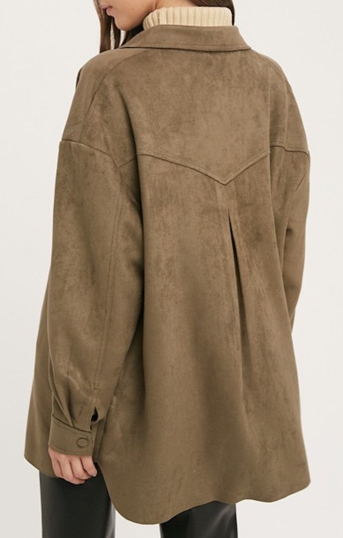 The Only One Olive Suede Shacket