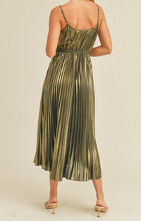 Lorelei Gold Pleated Maxi Dress