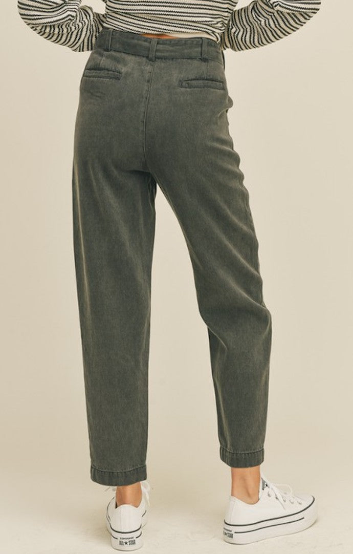 Marci Charcoal Tencel Tie Waist Pants