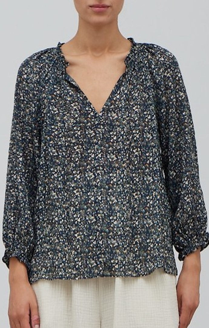 grade & gather Midnight Floral Print Blouse