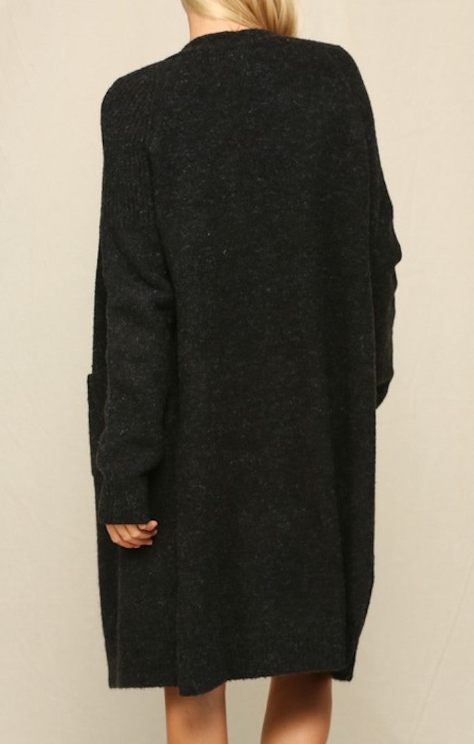 Marina Black Knit Midi Cardigan 