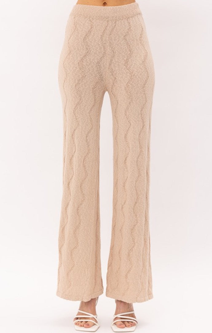 Phoebe Natural Wide Leg Knit Pants