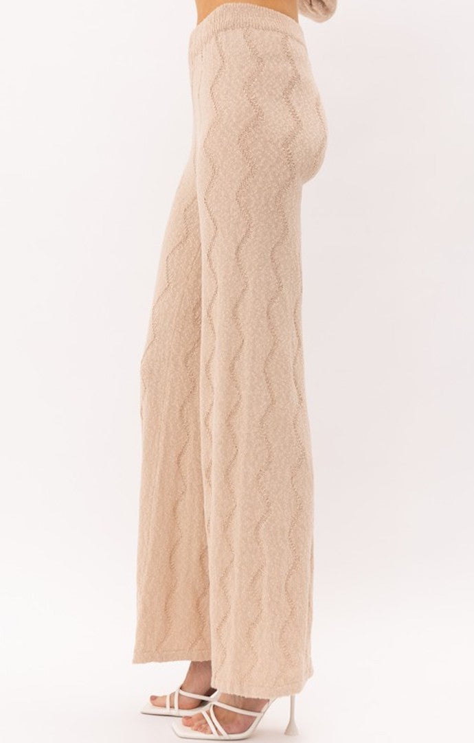 Phoebe Natural Wide Leg Knit Pants