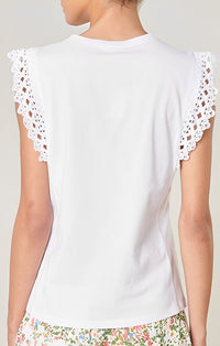 Sugar Lips White Lace Trim T-Shirt