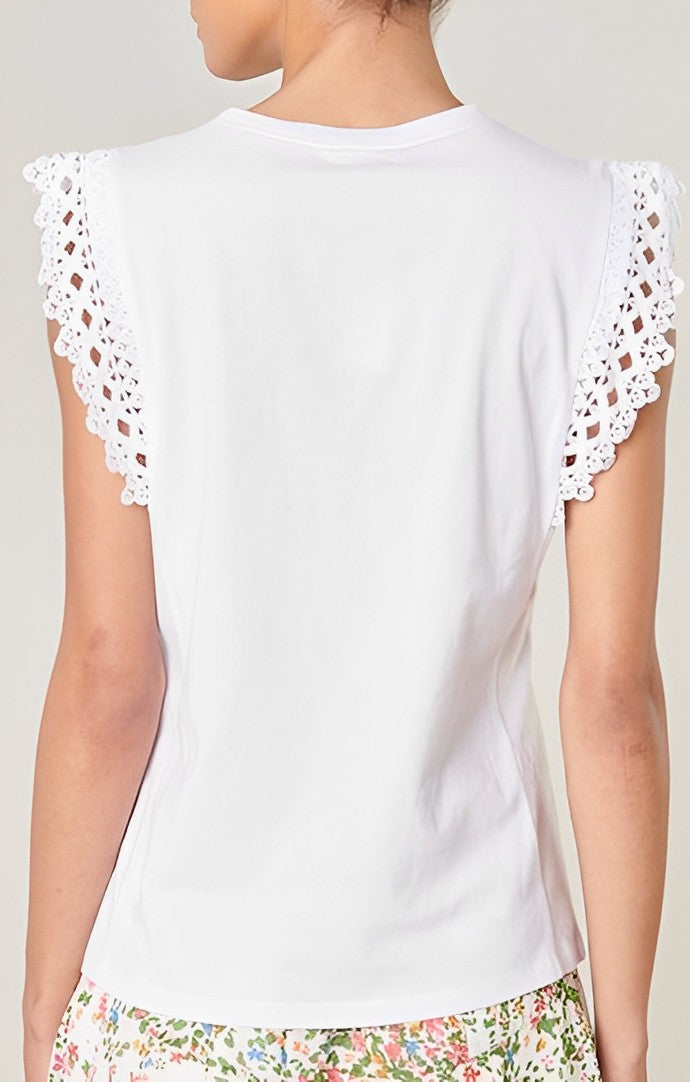 White Lace Trim T-Shirt | Studio 12.20 – 12·20