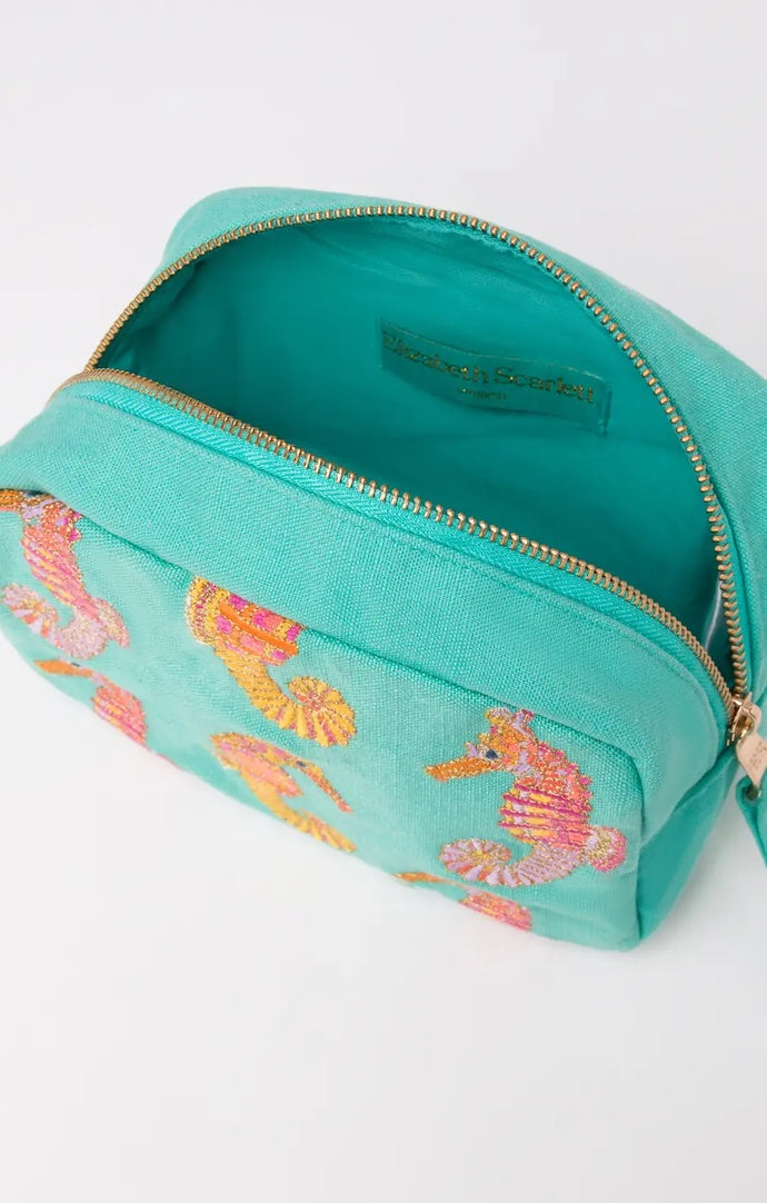 Turquoise Seahorse Cosmetics Bag