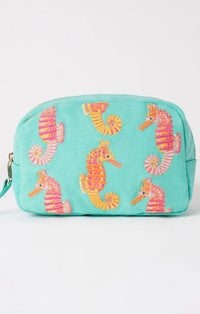 Turquoise Seahorse Cosmetics Bag