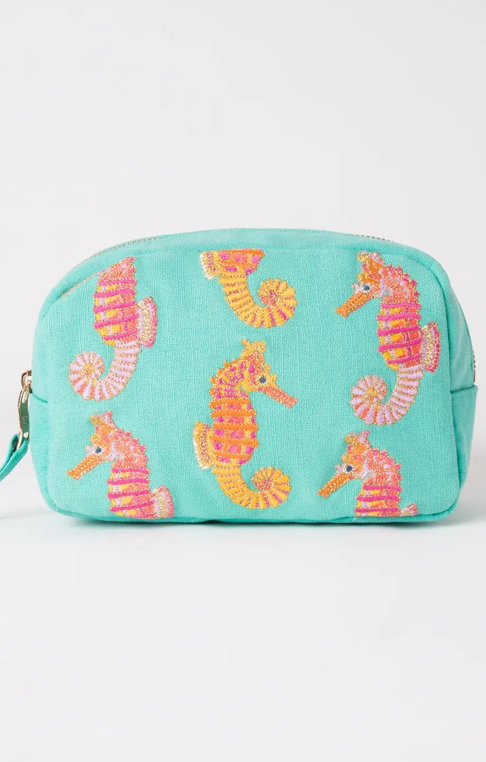 Turquoise Seahorse Cosmetics Bag