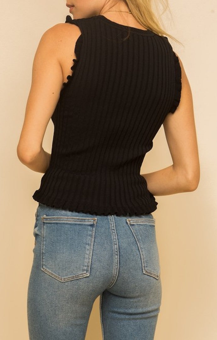 Shayla Black Sleeveless Frill Tank Top