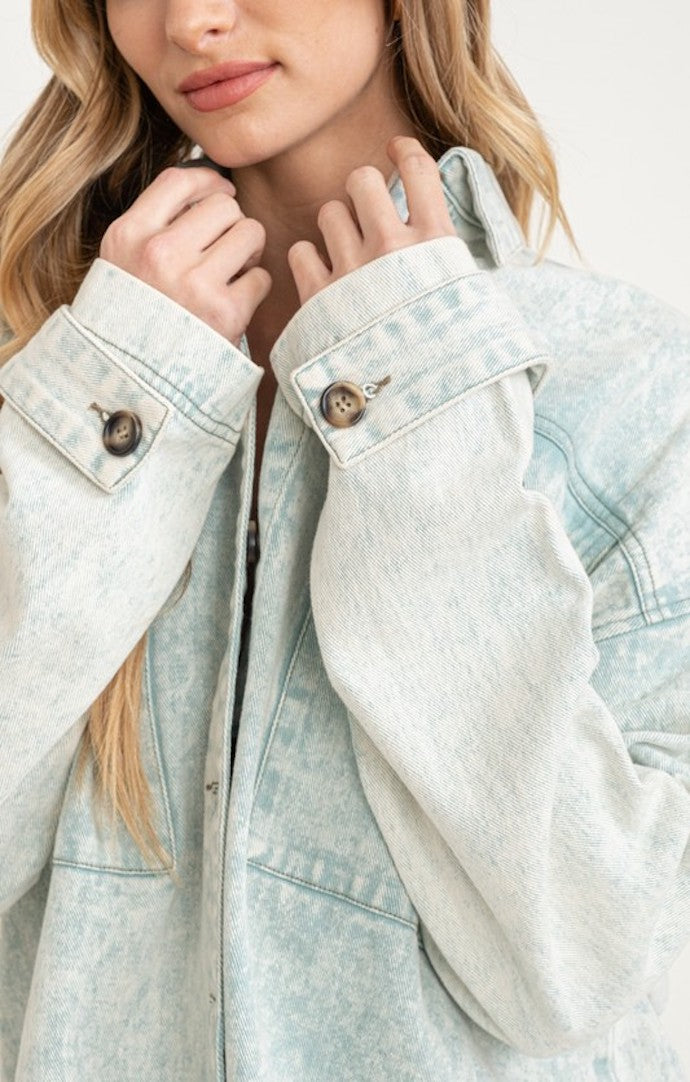 Cloud Ten Mint Oversized Washed Shacket