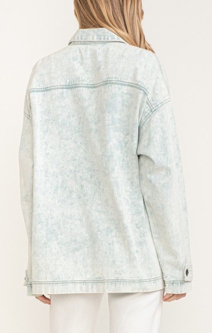Cloud Ten Mint Oversized Washed Shacket