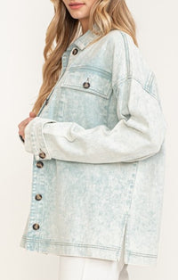 Cloud Ten Mint Oversized Washed Shacket