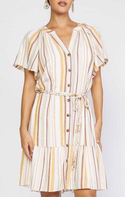 Current Air Ivory Multi Stripe Short Dress