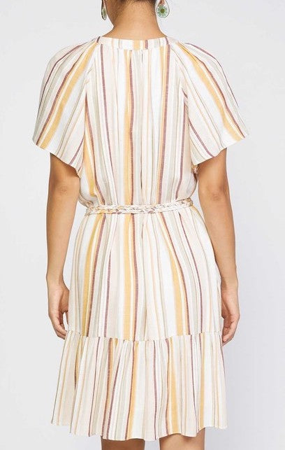 Current Air Ivory Multi Stripe Short Dress