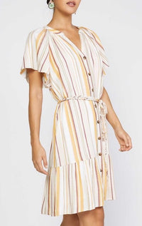 Current Air Ivory Multi Stripe Short Dress