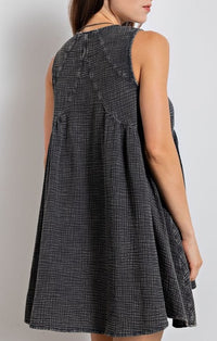 Easel Ash Gray Gauze Sleeveless Mini Dress