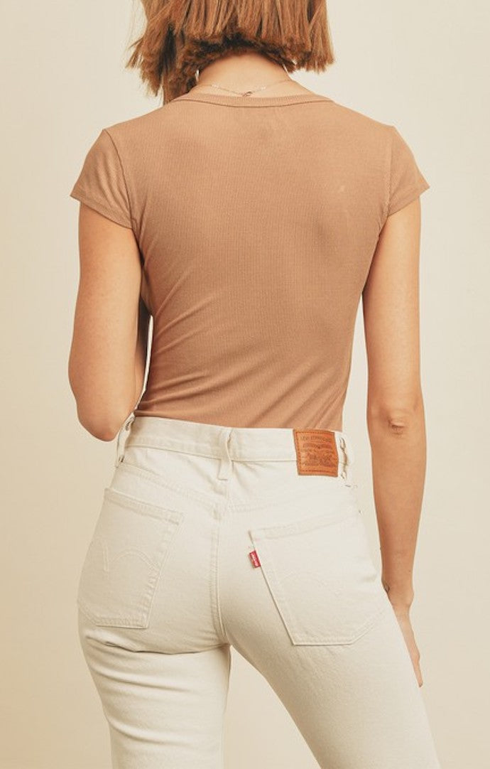 Dress Forum Sand Button Up Bodysuit