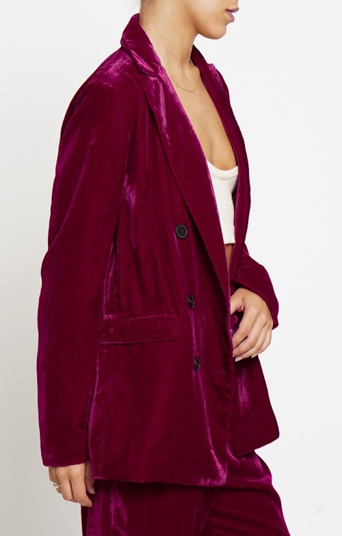 Stay Awhile Fuchsia Velvet Blazer