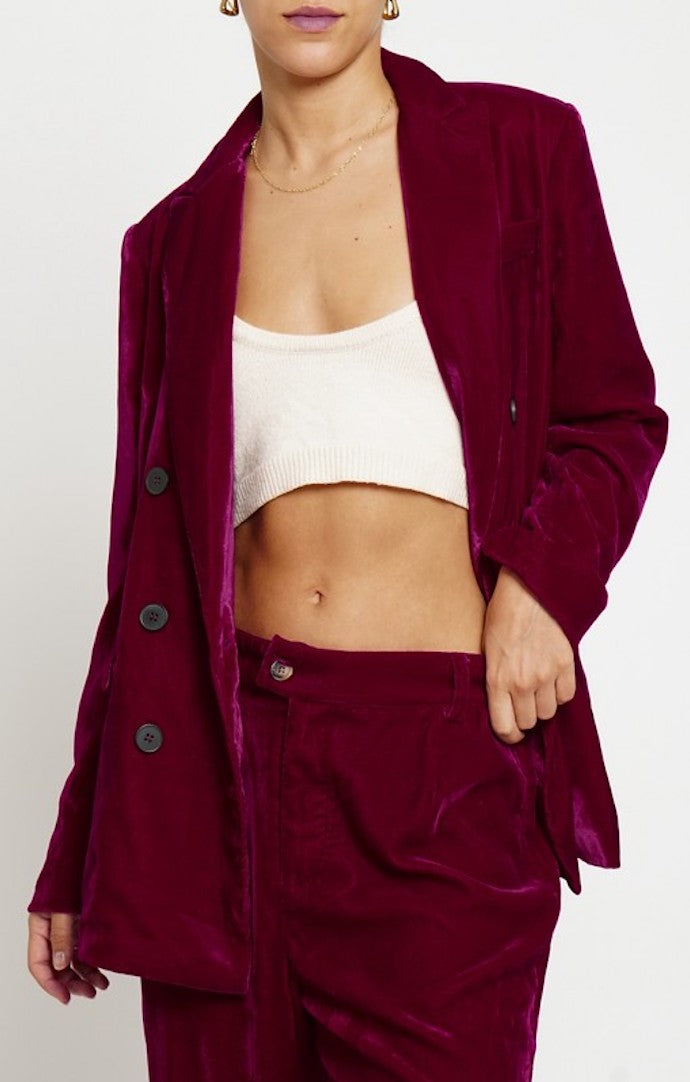 Stay Awhile Fuchsia Velvet Blazer