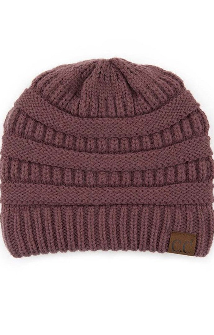 Vella Coco Berry Solid Cable Knit Beanie