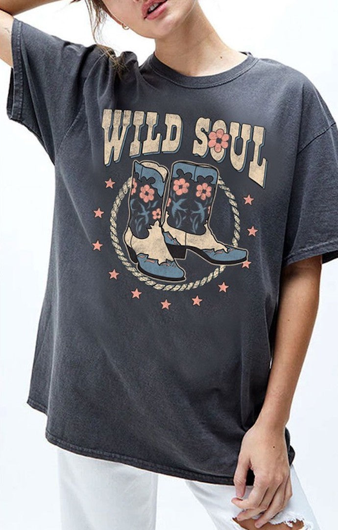 Heart & Luv Charcoal “Wild Soul” Graphic Tee
