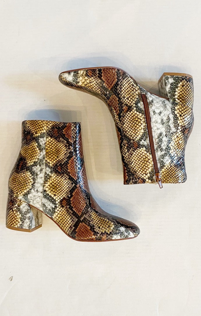 Davinna Yellow And Brown Snake Boots