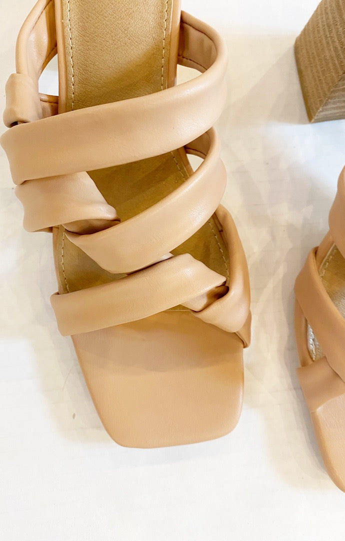 Jazzy Nude Leather Braided Heeled Sandal