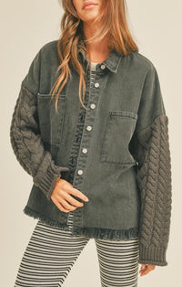 Miou Muse Washed Black Knit Shacket