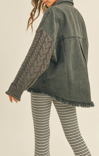 Miou Muse Washed Black Knit Shacket