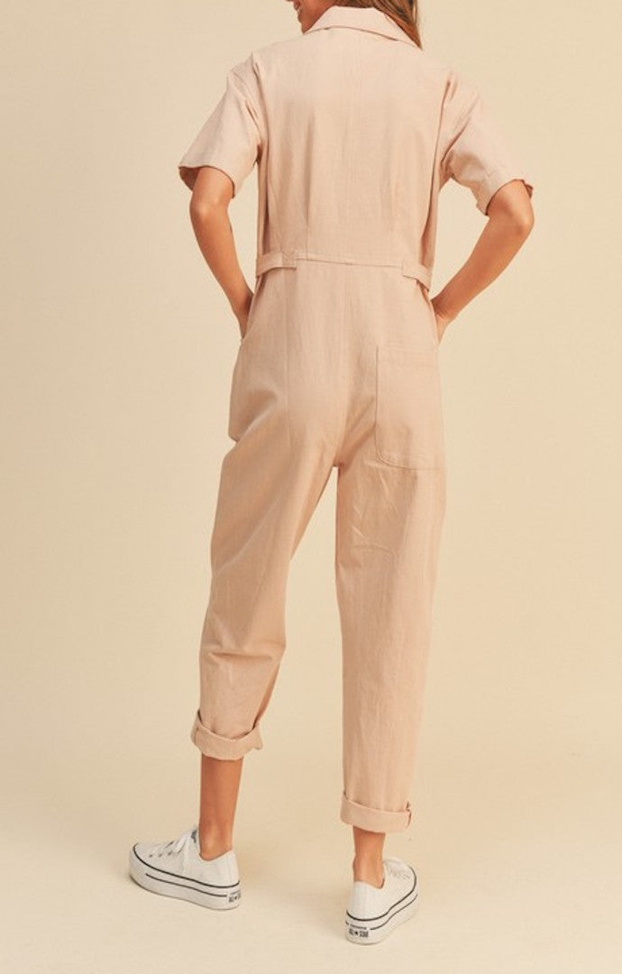 Miou Muse Light Pink Washed Jumpsuit