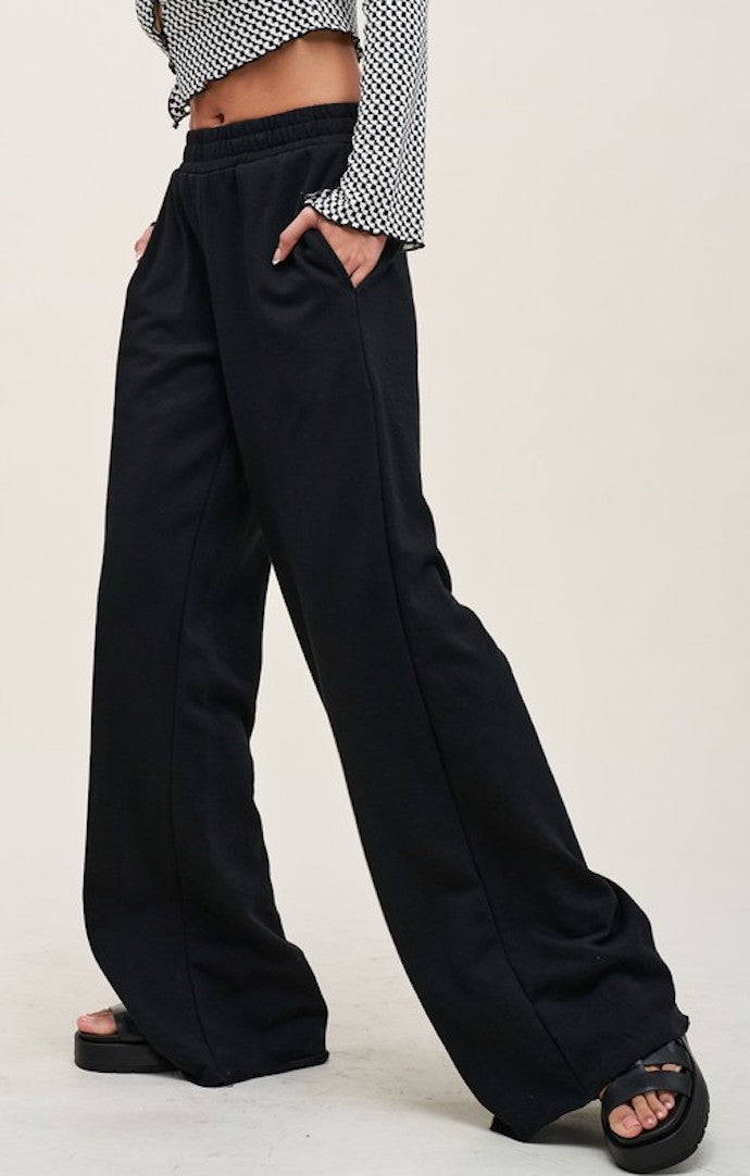 Tayla Black Wide Leg Sweatpants