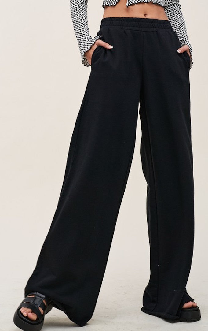 Tayla Black Wide Leg Sweatpants